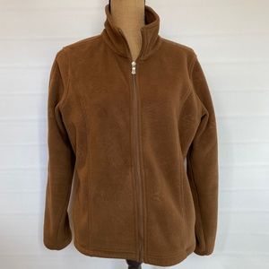 eivissa Brown Fleece Jacket, long sleeve, fleece, zipper close, size large